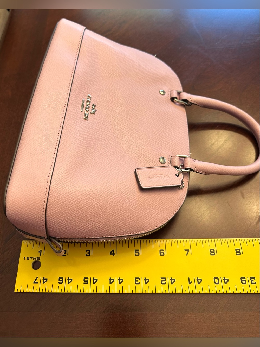 Coach Blush Pink Pebbled Leather Dome Satchel Crossbody Bag - Picture 5 of 9